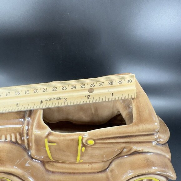 1950s McCoy Car Jalopy Automobile Planter Floral Pot Arrangement Brown Ceramic - Picture 7 of 16